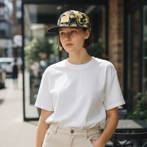 Yea Nice "It's A Brand" Women's Hat Gold Black Chain Medallion Gold Emblem